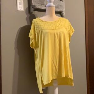 EUC Lane Bryant 14/16w yellow eyelet tee